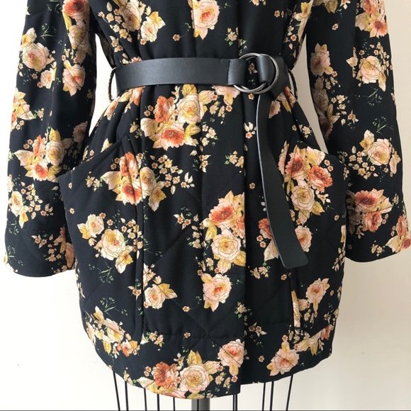 Zara Women’s Oversized Black Floral Kimono Jacket - Picture 5 of 16